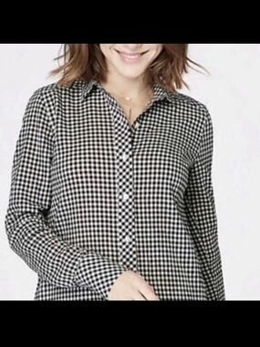 J.Jill Black & White Gingham Button-Down Shirt - Women